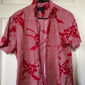 I-N-C Mens Geo Crane Button Up Shirt